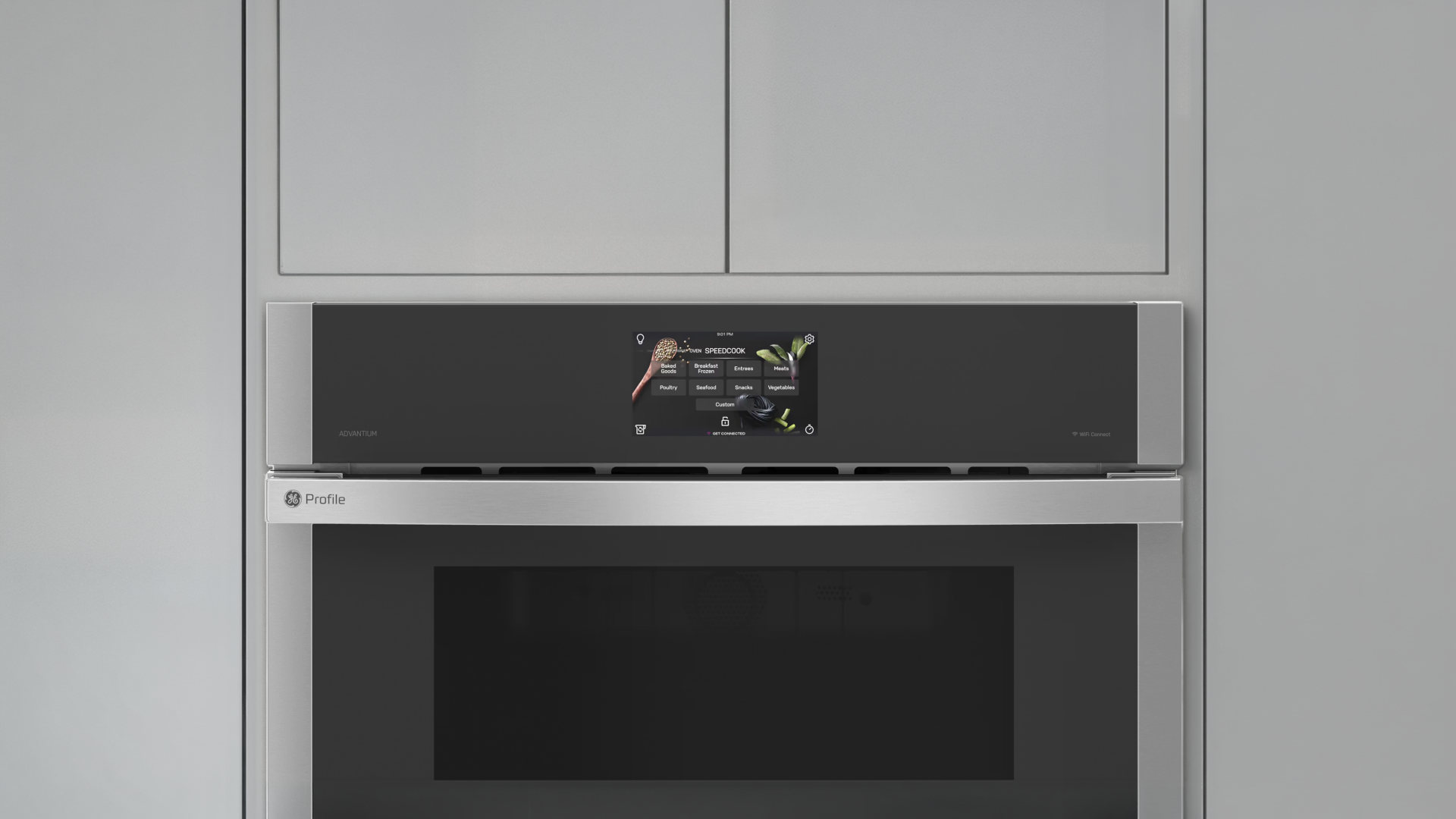 GE Profile Advantium oven displaying the cooking interface I designed