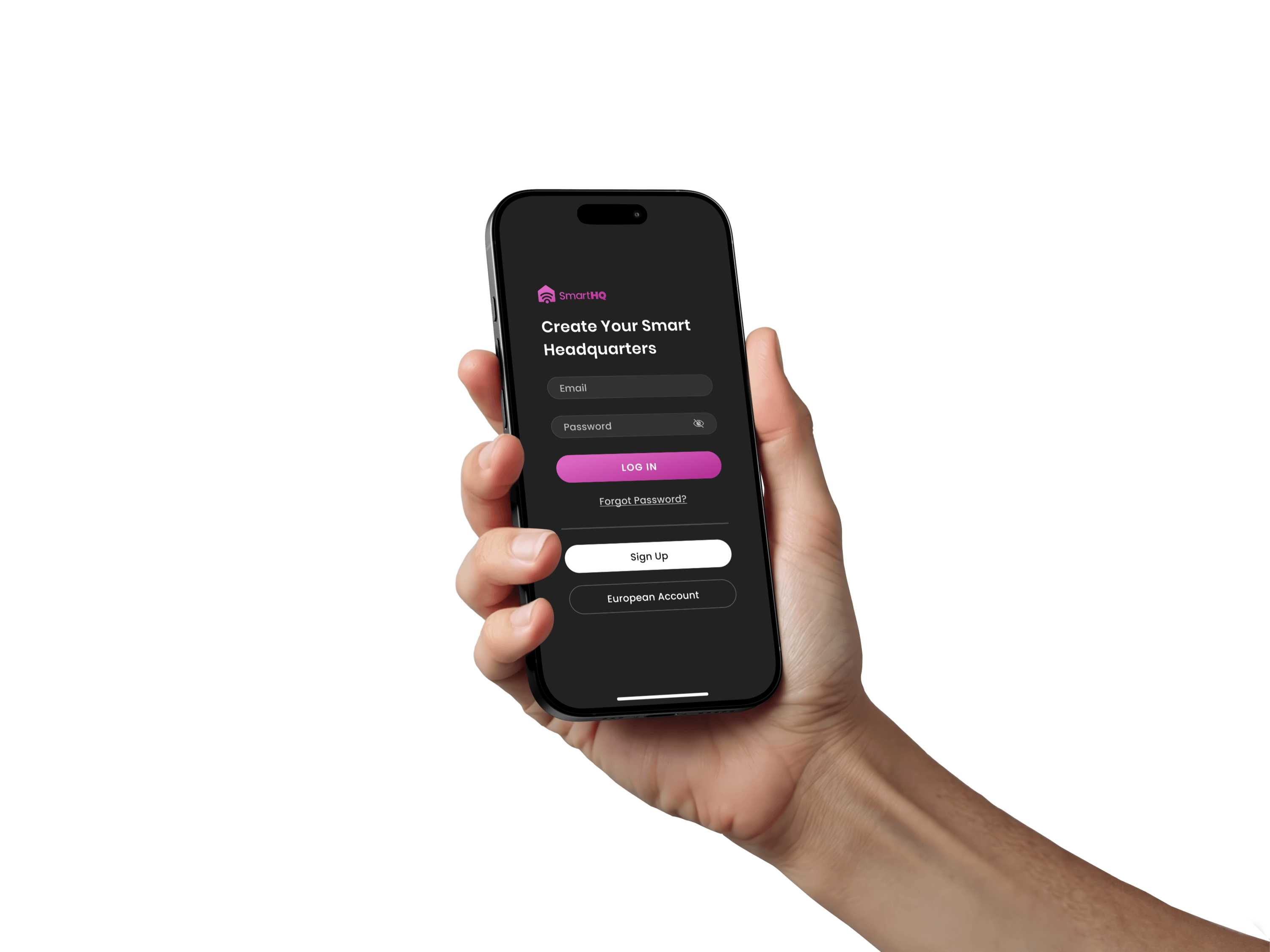 SmartHQ onboarding redesign on iPhone, in hand